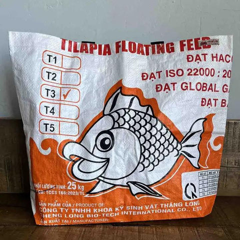 Recycled Feed Bag Tote | Orange Fun Fish