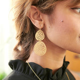 Stenciled Leaf Earrings | Gold
