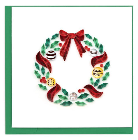 Holiday Wreath with Ornaments Quilling Card