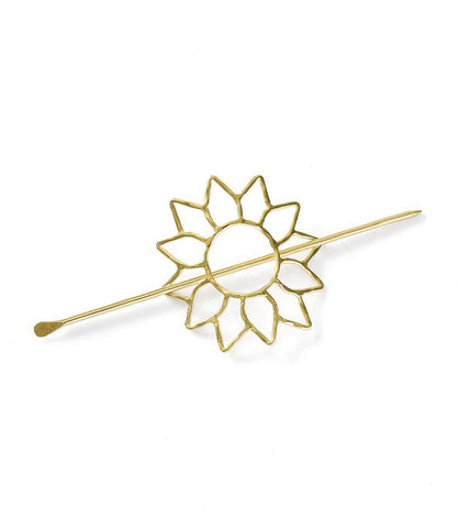 Suryamukhi Sunflower Hair Slide w/Stick | Gold