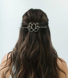Kairavini Lotus Hair Slide w/Stick | Silver