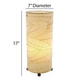 Cocoa Leaf Cylinder Table Lamp | 17 Inch | Natural