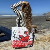 Recycled Feed Bag Tote | Red Koi