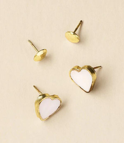 Ranjani Mother of Pearl Heart Earring Set | Set of 2