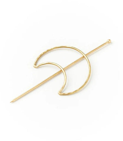 Indukala Crescent Moon Hair Slide w/Stick | Gold