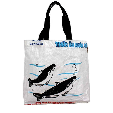 Recycled Feed Bag Tote | White