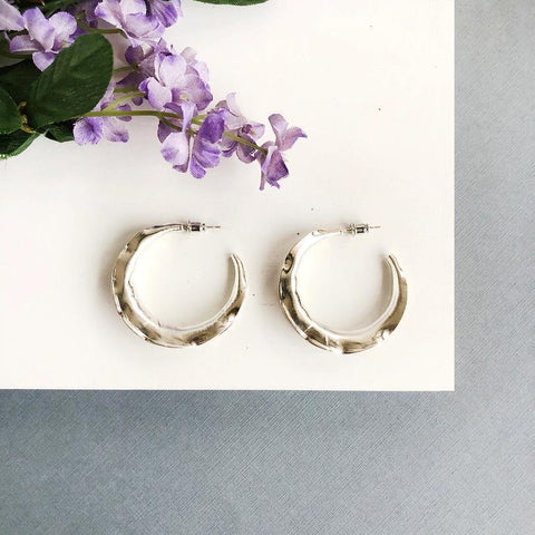 Wavy Hoop Earrings | Silver
