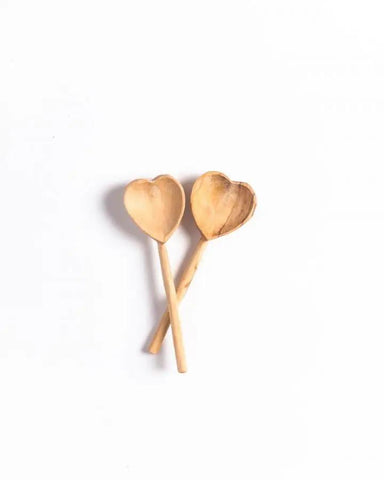 Olive Wood Heart Teaspoon Set