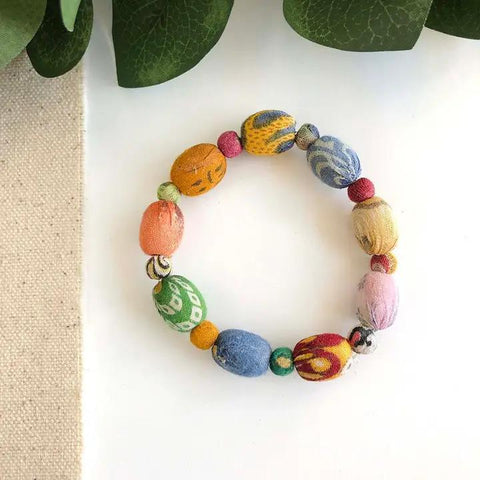 Kantha Dotted Oval Bracelet