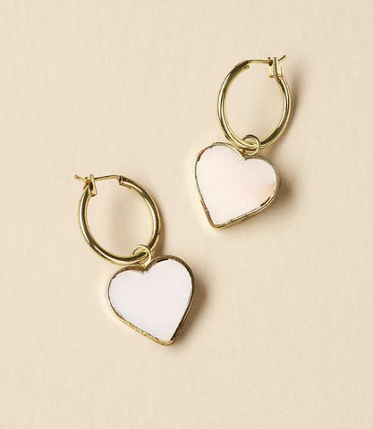Ranjani Mother of Pearl Heart Hoop Earrings