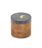 Indukala Black Marble Moon Round Keepsake Box