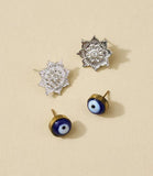 Drishti Evil Eye Charm Stud Earrings | Set of 2