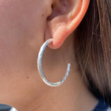 Textured Twig Hoops | Silver