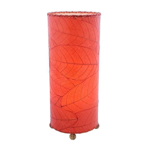 Cocoa Leaf Cylinder Table Lamp | 17 Inch | Red