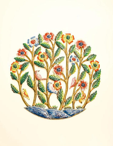 Haitian Metal Art | Painted Birds & Flowers