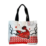 Recycled Feed Bag Tote | Red Koi