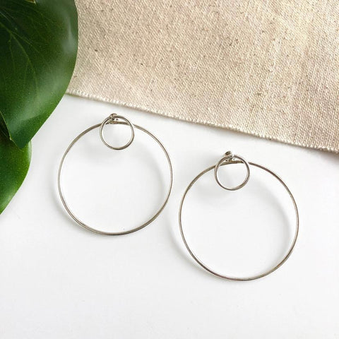 Double Hoop Post Earrings | Silver
