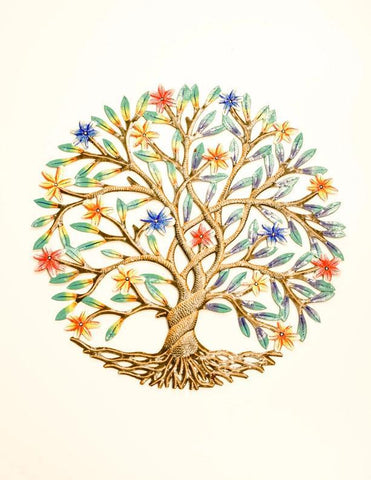 Haitian Metal Art | Painted Tree of Many Colors
