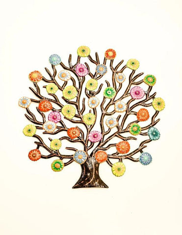 Haitian Metal Art | Painted Rainbow Tree