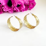 Rippled Leaf Hoops | Gold