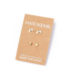 Ruchi Crescent Moon Tiny Dot Gold Stud Earrings | Set of 2