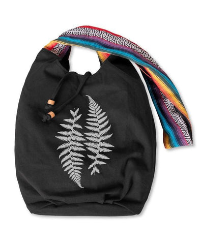 Canvas Boho Bag | Black | Ferns