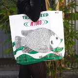 Recycled Feed Bag Tote | White