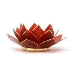 Capiz Tea Light Holder | Gemstone Lotus | Ruby