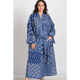 Long Kimono Robe | Patchwork Indigo