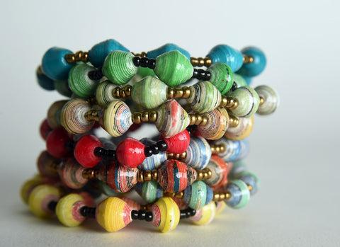 Recycled Paper Bead Bracelet Stretch – River Fair Trade