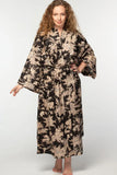 Long Kimono Robe | Black & Gold
