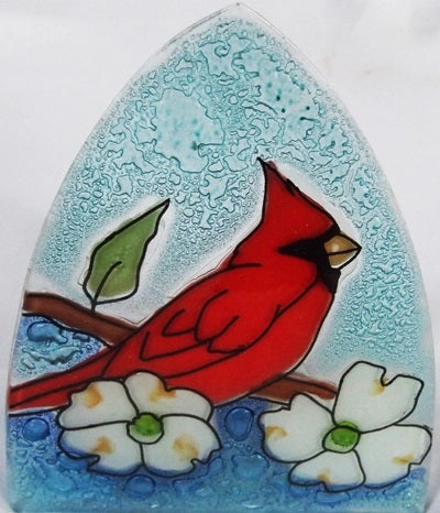 Recycled Glass Night-Light  | Cardinal w/ Dogwood