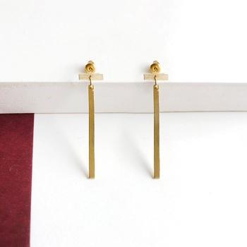 Dangling Bar Post Earrings | Gold