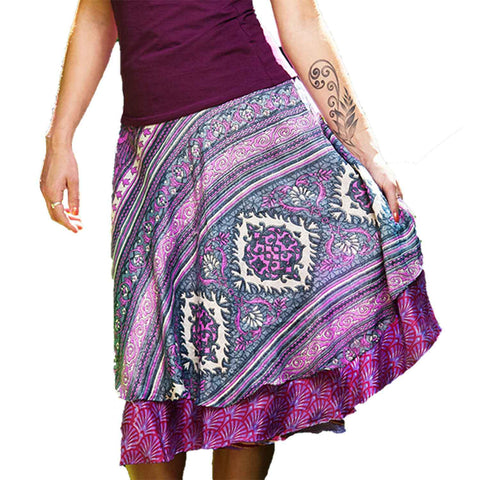 Upcycled Sari Wrap Skirt | 3/4 Length