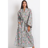 Long Kimono Robe | Silver Floral