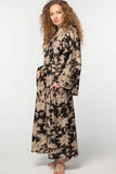Long Kimono Robe | Black & Gold