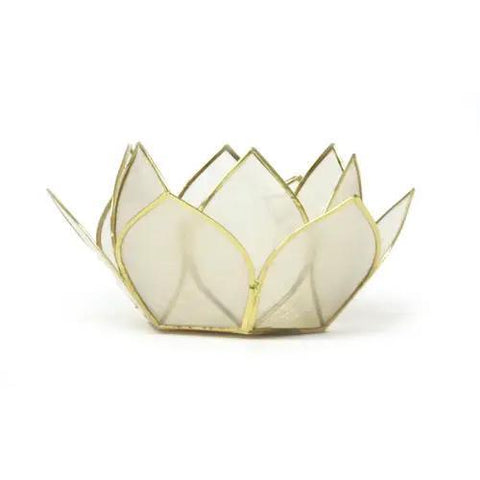 Capiz Mini Tea Light Holder | Gemstone Lotus | Pearl