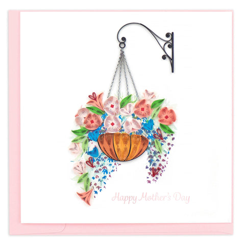 Mother's Day Hanging Flower Basket Quilling Card
