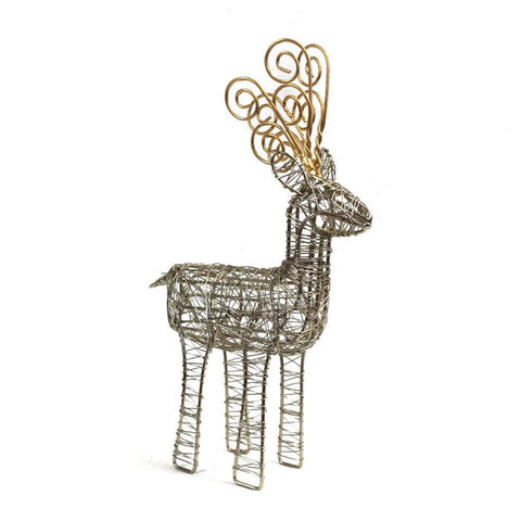 Wrapped Wire Reindeer w/Gold Antler