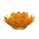 Capiz Tea Light Holder | Gemstone Lotus | Amber