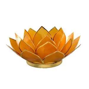 Capiz Tea Light Holder | Gemstone Lotus | Amber