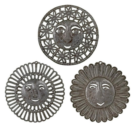 Haitian Metal Art | Floral Sun Faces | Set of 3