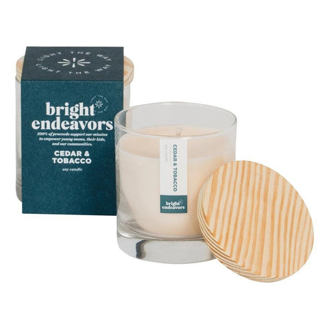 Bright Endeavors Glass Candle | Cedar & Tobacco