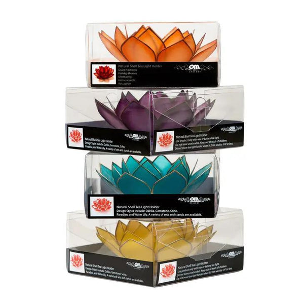 Capiz Tea Light Holder | Gemstone Lotus | Pearl – River Fair Trade