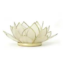 Capiz Tea Light Holder | Gemstone Lotus | Pearl