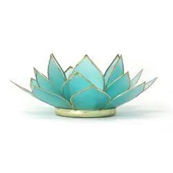 Capiz Tea Light Holder | Gemstone Lotus | Aquamarine