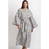 Long Kimono Robe | Silver Floral