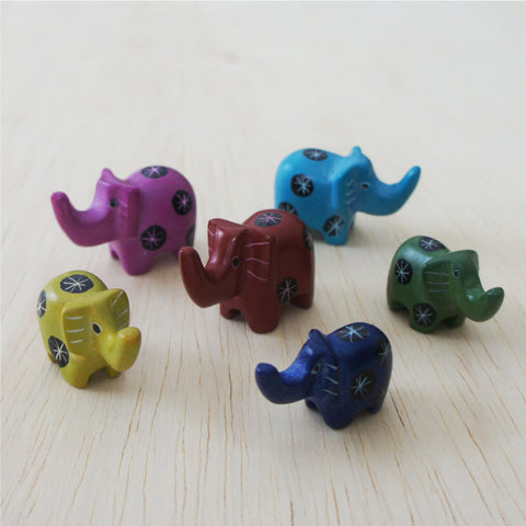 Single Tiny Bright Soapstone Elephant