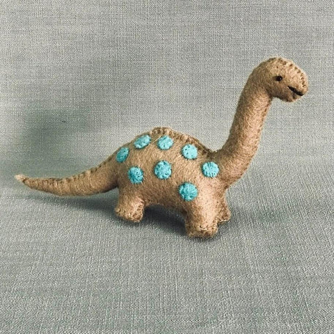 Felted Wool Mini Dinosaur | Grey/Blue