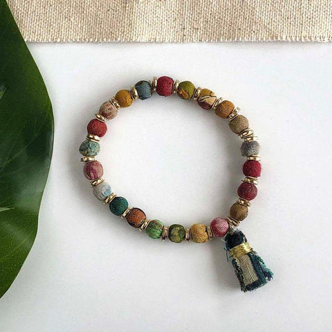 Kantha Sequined Tassel Bracelet